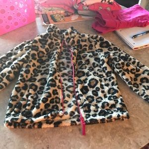 Children’s Place leopard print fleece zip up